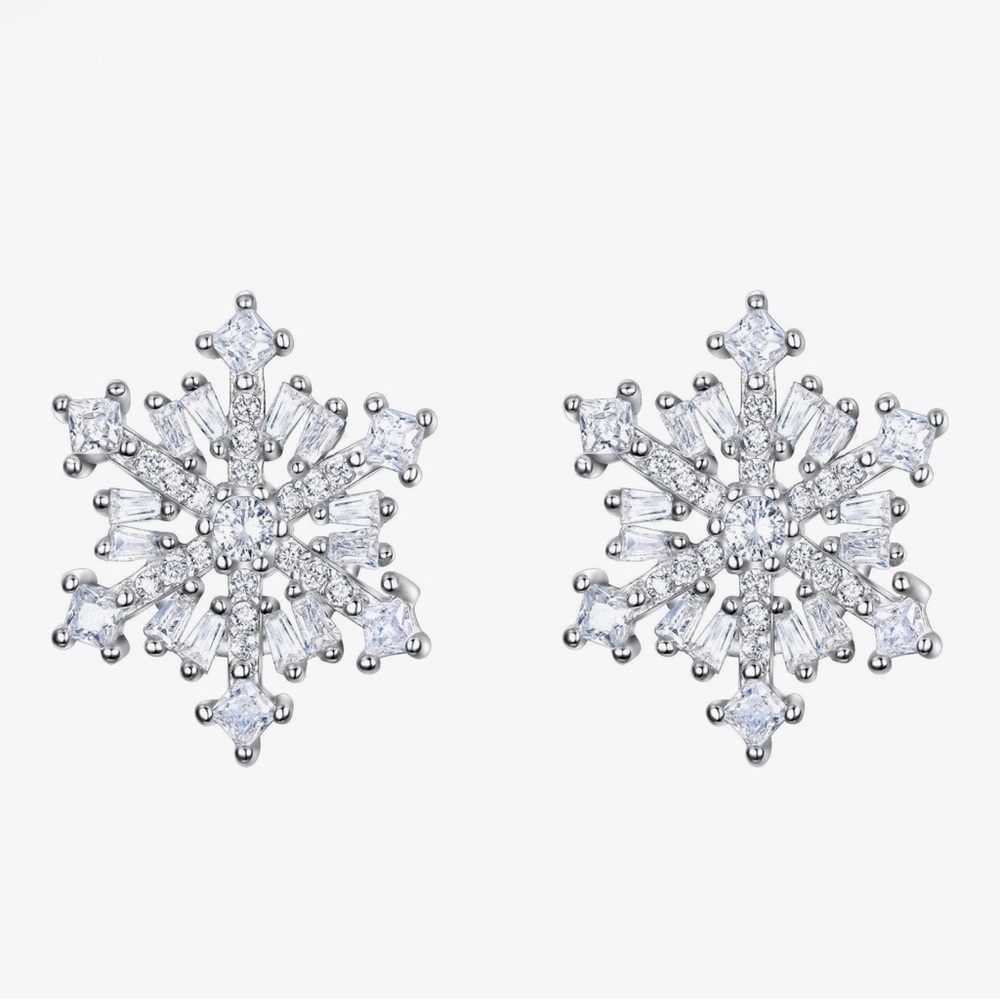 Elegant Silver Snowflake Earrings